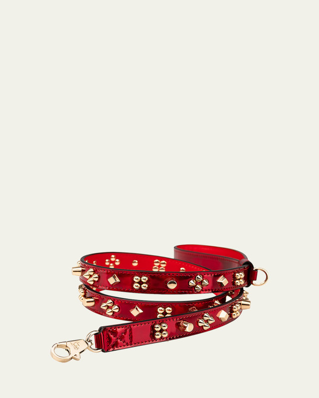 Loubileash Psychic Patent Leather Dog Leash with Cara Spikes, Medium
